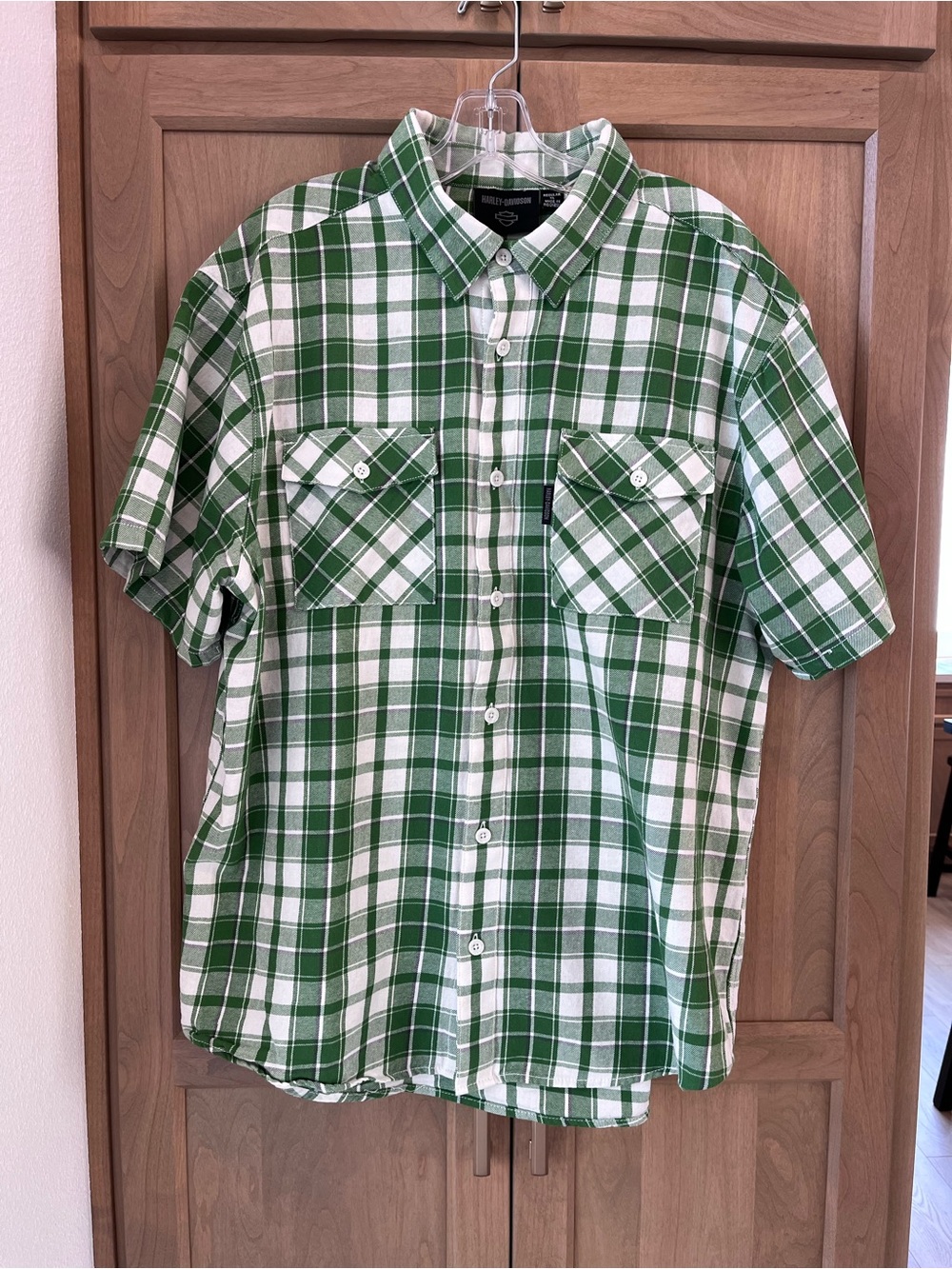 Harley Davidson Green Plaid Dress Shirt